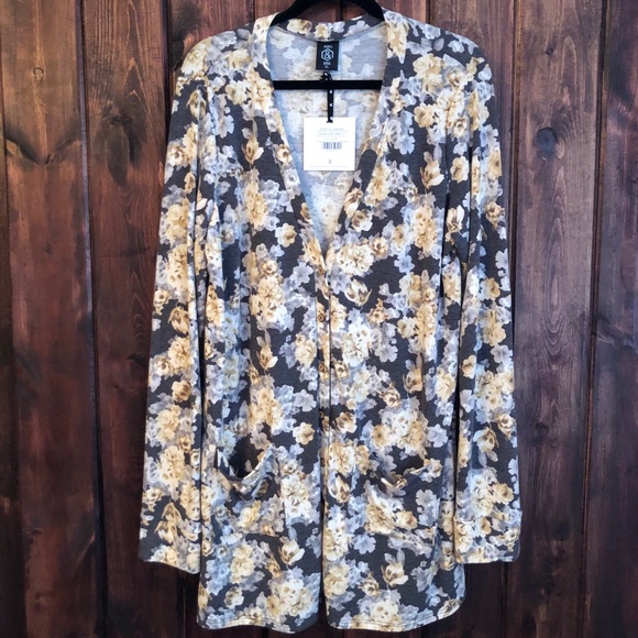 Agnes & Dora Mustard Grey Floral Cardigan NWT XL - Picture 2 of 4